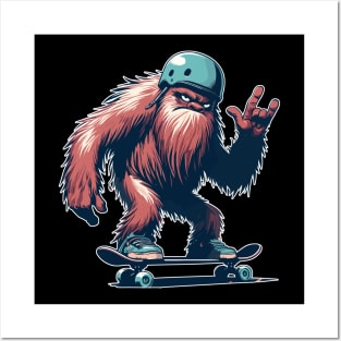 Cool funny bigfoot skateboarding Posters and Art